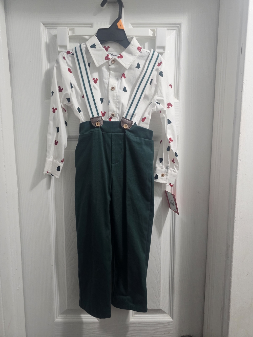 Boys Disney Dark Green Kids Suspenders with Red And Green Mickey Mouse Size 3t - Picture 5 of 5